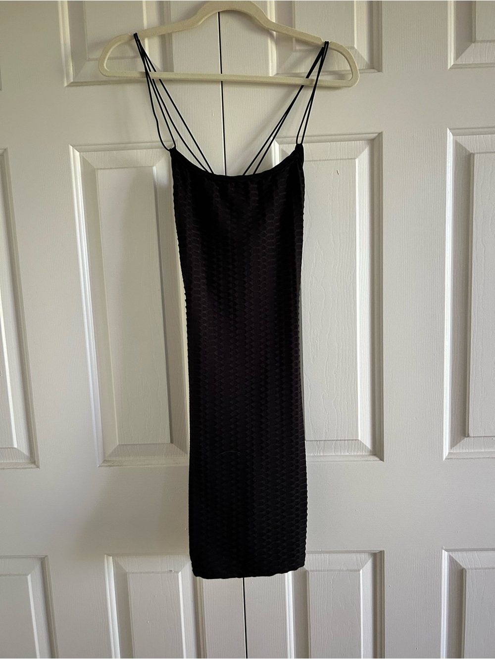 Black Spaghetti-Strap Mini Bodycon Dress